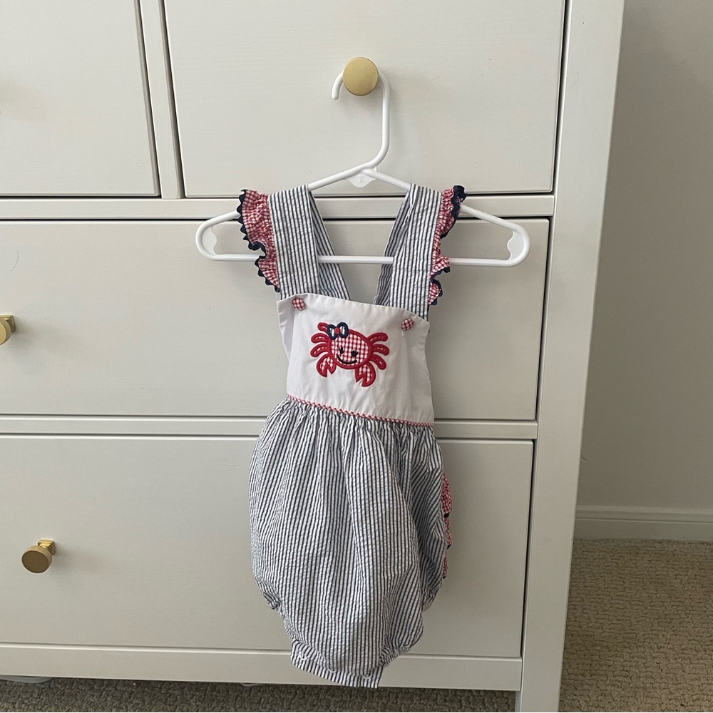 StellyBelly Seersucker Crab Romper Size 18 Months